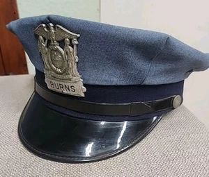 Vintage Early Burns NY Security Officer Mütze Kappe mit Abzeichen, Schirmmütze, Knöpfe 7 1/8 - Bild 1 von 7