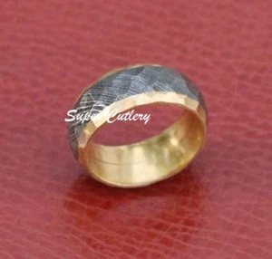 CUSTOM ORDERHandmade DOME Tidal Hammered Damascus Men's Band Men Engagement Ring - Picture 1 of 4