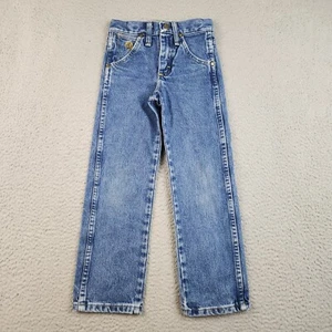 Wrangler Jeans Boys 6 Slim Western Blue Denim Adjustable Waist Cowboy Pants - Picture 1 of 14