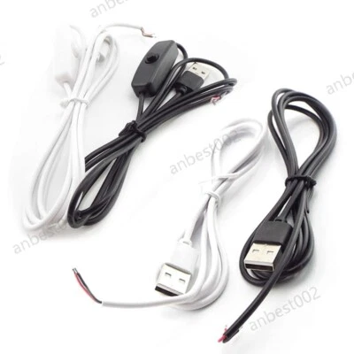 2-pin USB A male Extension light Cable Connector power supply Wire Switch button - Image 1 of 4