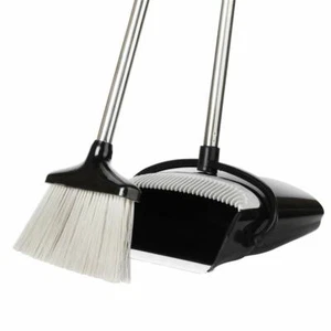 Foldable Broom and Dustpan Sweep Clean Set Dust Pan Broom Upright w/ Lid Combo - Picture 1 of 21