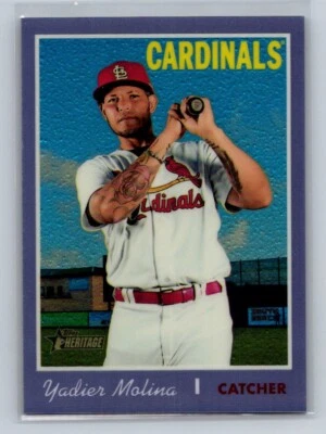 2019 Topps Heritage Chrome Purple Refractor Yadier Molina #THC-439 - Image 1 of 2