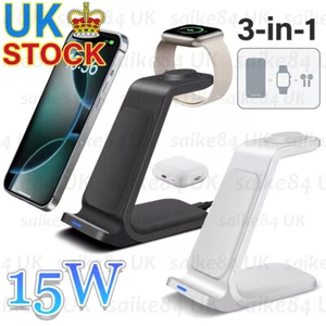 3in1 Wireless Charger Stand Dock Charging Station For Apple Watch iPhone Airpods - Picture 1 of 14