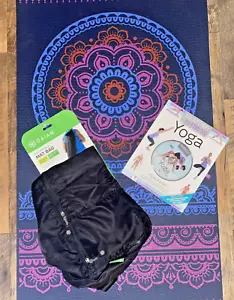 Yoga Gaiam Reversible Moroccan Garden Mat - Black Bag - Yoga DVD and Book Bundle - Picture 1 of 15