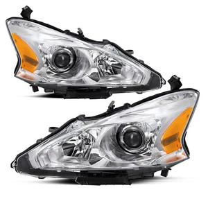 For 2013-2015 Nissan Altima Sedan Chrome Halogen Headlights Amber Corner Lamps - Picture 1 of 7