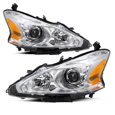 For 2013-2015 Nissan Altima Sedan Chrome Halogen Headlights Amber Corner Lamps - Image 1 of 4