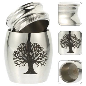 1PC Funerary Bone Ash Container Stainless Cinerary Urn Mini Jar Pet Ash Casket - Picture 1 of 11