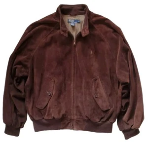 POLO Ralph Lauren Suede Leather Bomber Jacket Mens XL Chestnut Brown - Picture 1 of 16