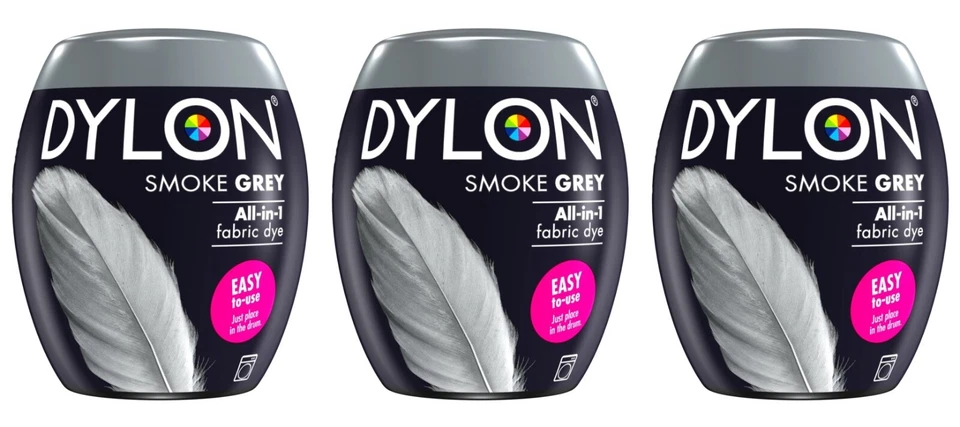3x Dylon All-in-1 Washing Machine Fabric & Clothes Dye Pod - Smoke Grey - Image 1 of 1