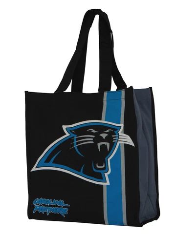 NFL Team Logo Reusable  Carolina Panthers Grocery Tote Shopping Bag Cover