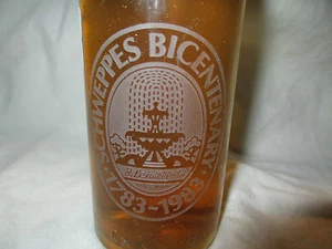 1983 Schweppes Ginger Ale Etched glass Bottle Promo bicentennial Custom - Picture 1 of 4