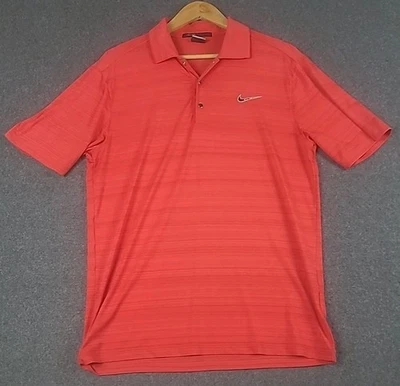 Camisa polo Nike Tiger Woods para hombre pequeña DRY FIT camisa de golf a rayas rojas Foto 1 de 4