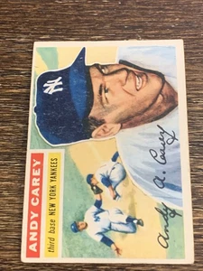 1956 TOPPS ANDY CAREY #12 WB NY YANKEES VG-VG+ OR BETTER - Foto 1 di 2