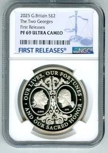 2025 S2PD GB SILBER PROOF NGC PF69 THE TWO GEORGES G III / WASHINGTON AUFLAGE 2000 - Bild 1 von 6