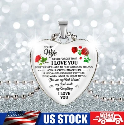 Regalo de San Valentín para su novia esposa collar romántico corazón etiqueta de amor EE. UU. Foto 1 de 4