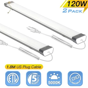 2 Pack 120W LED Shop Light 15600LM Linkable Garage Office Library Light Fixture - Picture 1 of 14