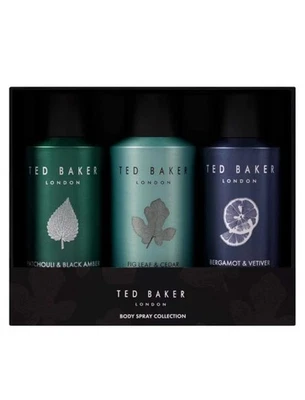 Ted Baker Mens Body Spray Trio Gift Set for Him 3Piece body spray kit Christmas