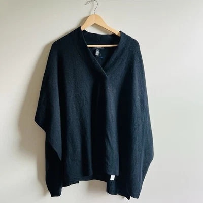 Poncho halógeno para mujer 100 % cachemir asimétrico cuello en V negro talla única Foto 1 de 4