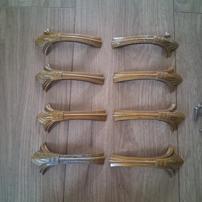 Art Deco Waterfall Style Antique Hardware VTG Drawer Pull Set Of 8 Art Nouveau  - Image 1 of 4