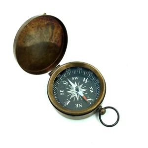 Antiker Messingkompass Vintage Retro Outdoor Wandern Camping Mini Taschenkompass - Bild 1 von 4