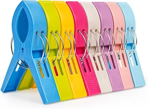 8 Pcs Beach Towel Clips Towel Holder Plastic Chair Clip Clothes Pegs Hang Clamps - Picture 1 of 9