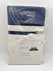 Paar Pottery Barn Twilight Parker Bio Perkal Standard Kissenbezüge Marineweiß - Bild 1 von 4