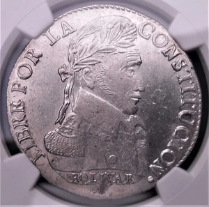 1838 PTS LM Bolivia 8 Sols,  NGC Unc. Details , nice silver coin    #1365 - Picture 1 of 4