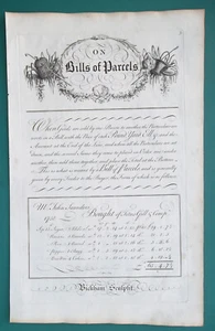 PENMANSHIP Trader's Bills of Parcels Zucker Reis Pfeffer - 1741 G. Bickham Drucken - Bild 1 von 4