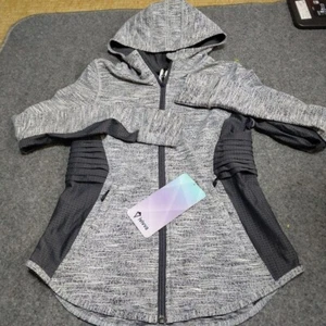 Color Grey ivivva Hooded stretch jacket with breathable design. Size 14 - Picture 1 of 14