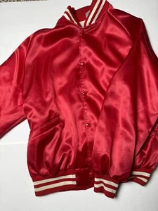 Vintage 80’s Satin Coach Jacket American Eagle Men’s L Red/white Read !!! - Picture 1 of 14
