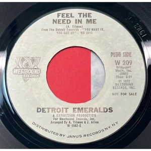 Detroit Emeralds Feel the Need in Me / There's a Love 45 Soul Funk Promo VG+/NM - Picture 1 of 4