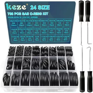 788 Stck. SAE Gummi O Ring Sortiment Kit Buna-N 70A 24 Größe USA Standard Zoll O - Bild 1 von 7