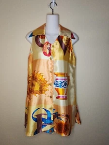 VTG Avon Womens 70's Hawaiian Button Down Shirt Size Medium Sleeveless Floral - Picture 1 of 6