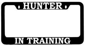 Black METAL License Plate Frame Hunter In Training Auto Supernatural - Picture 1 of 1