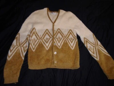 Wool Geometric Grunge Vintage 1960's Men's Milwaukee Knits Cardigan Sweater L - Image 1 of 4