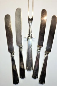 Gorham ETRUSCAN 1913 Greek Key Sterling Silver 4 Old French Knives, Carving Fork - Picture 1 of 6