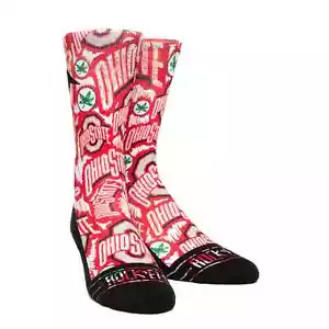 Rock Em Ohio State Buckeyes OSU Scarlet Logo Sketch S/M Crew Socks Fits 6-8.5 - Picture 1 of 3