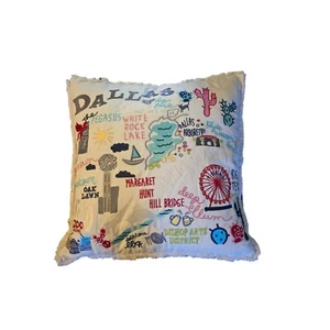 Cowtown Made Embroidered Dallas Landmarks Throw Pillow - Picture 1 of 2