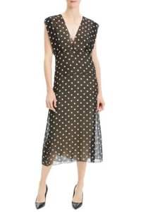 Theory Polka Dot Silk Midi Dress Size 6 Theory Dress - Picture 1 of 5