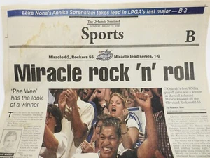 WNBA Playoffs - Orlando Sentinel Newspaper August 12, 2000 - Orlando Miracle win - Picture 1 of 7