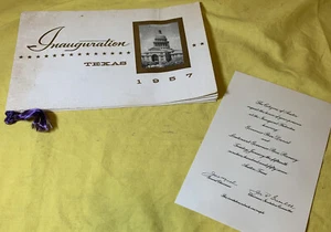 Original 1957 Texas Inauguration Program Austin Texas & Invitation - Bild 1 von 4