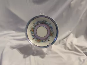 1950er Jahre (?) Nicht markenlose Lusterware Entenuntertasse, weiß & blau, französische Herstellung GEBRAUCHT - Bild 1 von 12