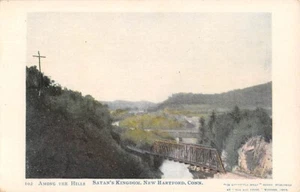 NEW HARTFORD, CT ~ SATAN'S KINGDOM, RR & COVERED BRIDGE, DEMARS PUB ~ 1903-06 - Picture 1 of 2