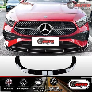 Mercedes A Class W177 A35/45 AMG Line Front Splitter Spoiler Lip Gloss Black 23+ - Picture 1 of 8