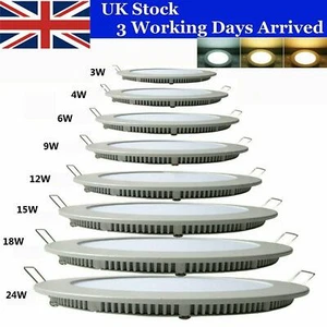 UK Ultra Slim Recessed LED Flat Panel Ceiling Spot Lights Downlights Spotlights - Picture 1 of 18