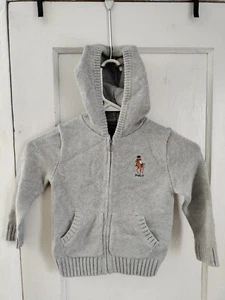 Polo Ralph Lauren Polo Bear Zip Up Hoodie Jacke Strickjacke Grau Größe 3T - Bild 1 von 6