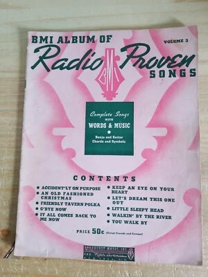 Álbum BMI de canciones probadas en radio - 1940 Banjo y cuerdas de guitarra y símbolos. Folio. Foto 1 de 4