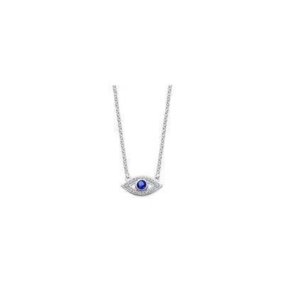 Collana Donna Lotus Silver LP1971-1/1 In Argento Con Occhio E Zircone Blu - Immagine 1 di 2