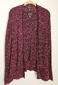 Sigrid Olsen Cardigan Sweater And Sweater Tank Set Sz L/M Pink Red Multi - Picture 1 of 17