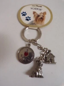 Little Gifts Yorkie "I Heart My Dog" Yorkshire Terrier Schlüsselanhänger mit Charms 4,5" L - Bild 1 von 1